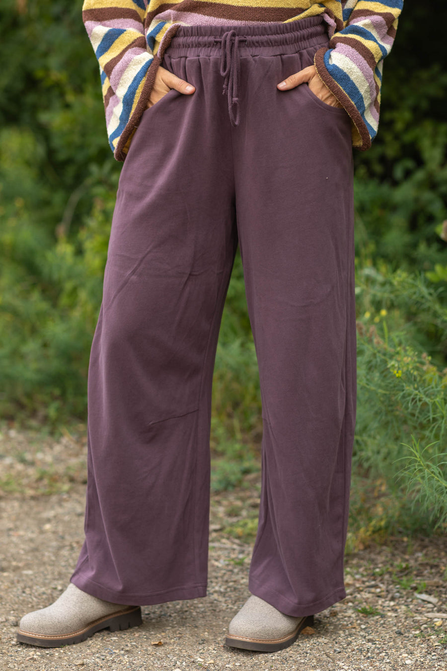 Washed Drawstring Barrel Sweatpants