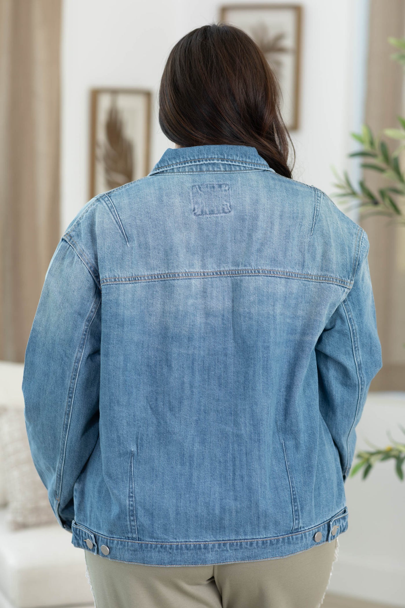 Risen Medium Wash Relaxed Fit Denim Jacket- 100% Cotton