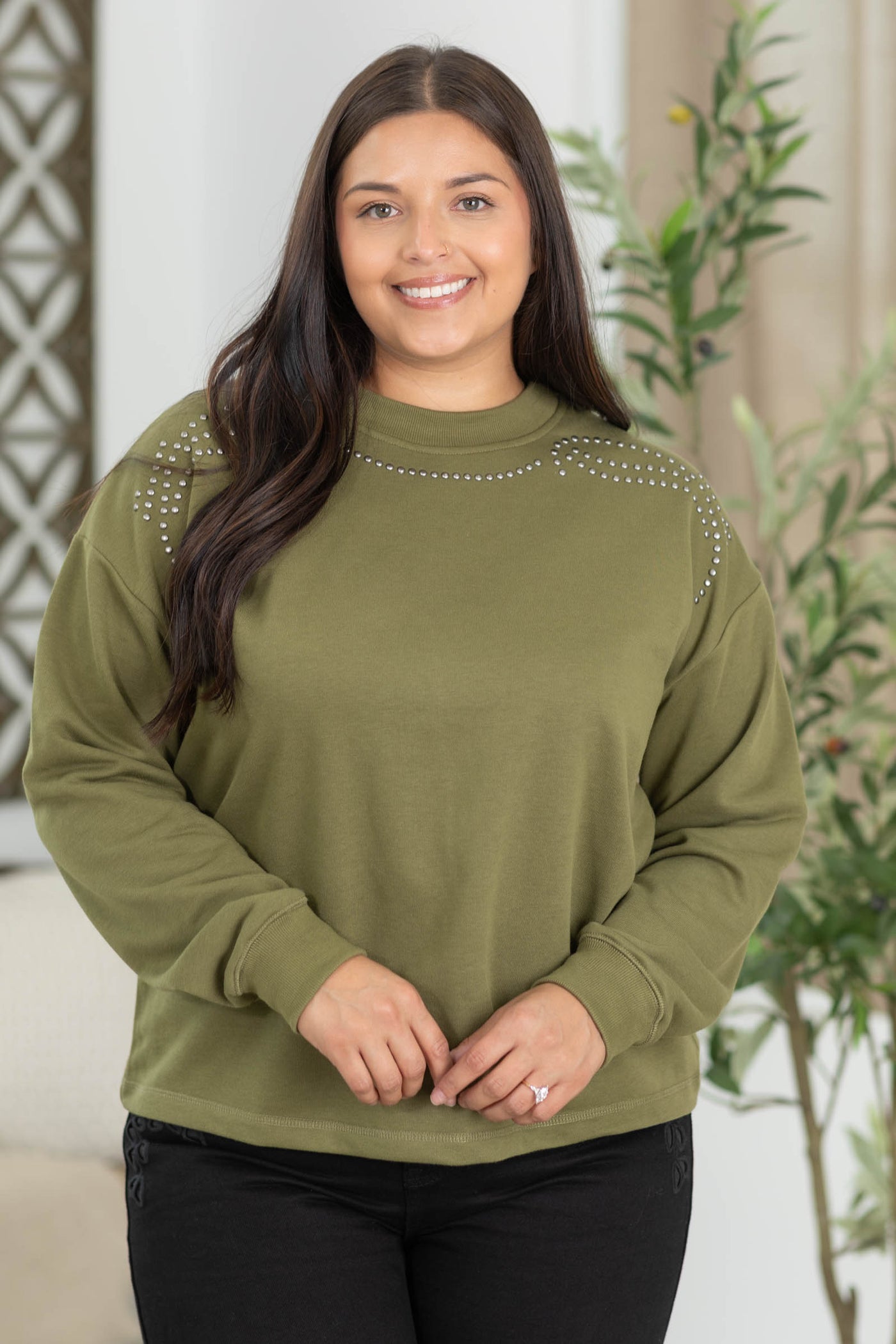 Staccato Studded Crewneck Sweatshirts