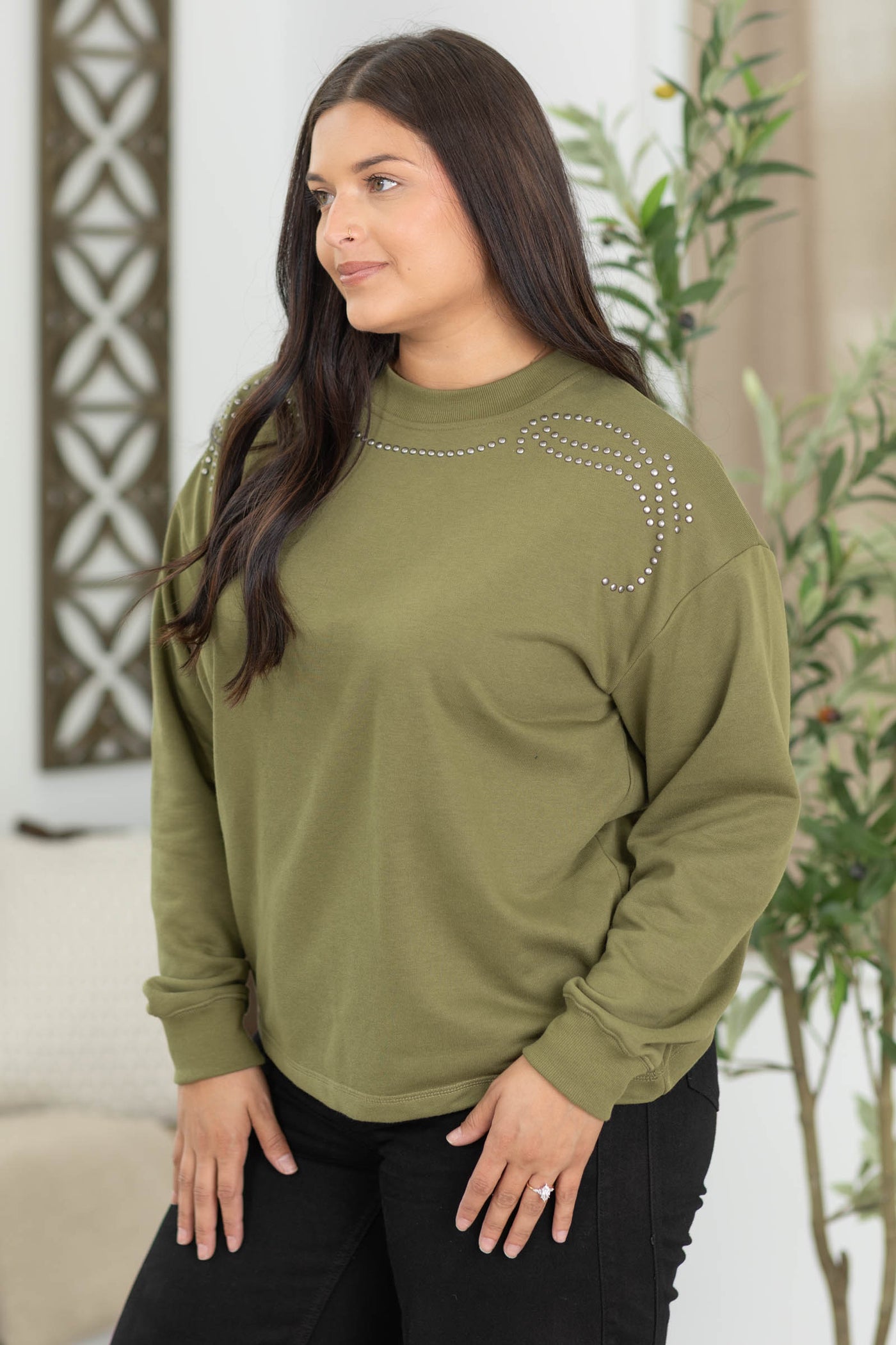 Staccato Studded Crewneck Sweatshirts