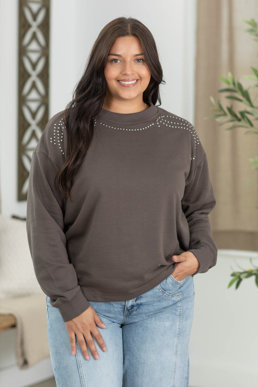 Staccato Studded Crewneck Sweatshirts