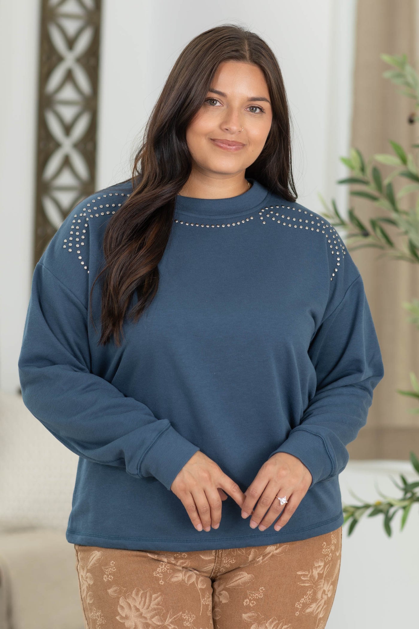 Staccato Studded Crewneck Sweatshirts