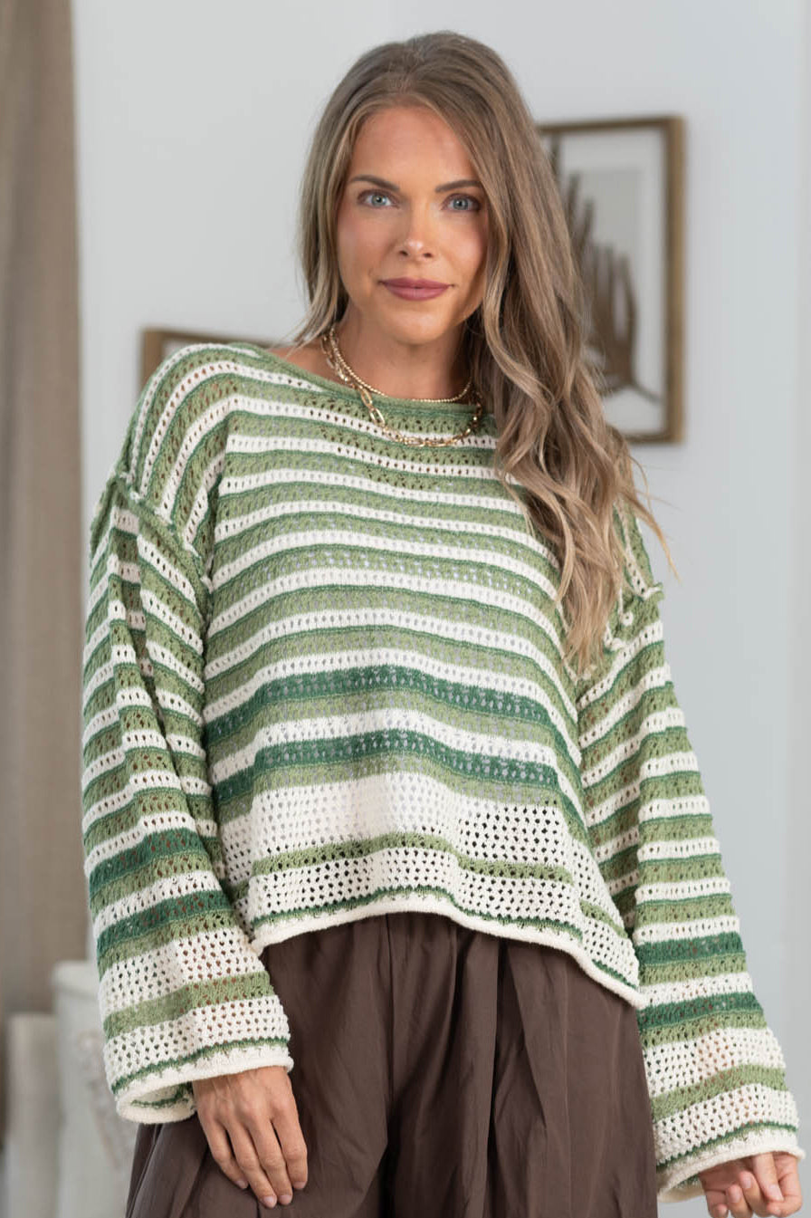 Lightweight Variegated Stripe Crochet Top