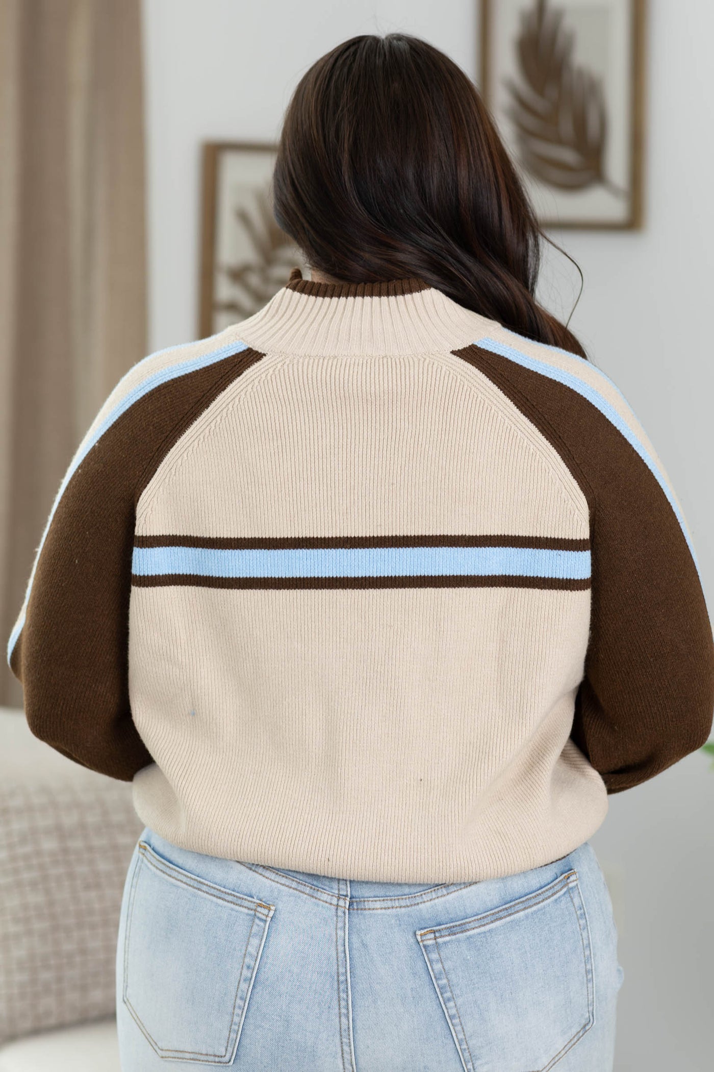Cotierra Brown And Beige Zip Up Sweater Jackets