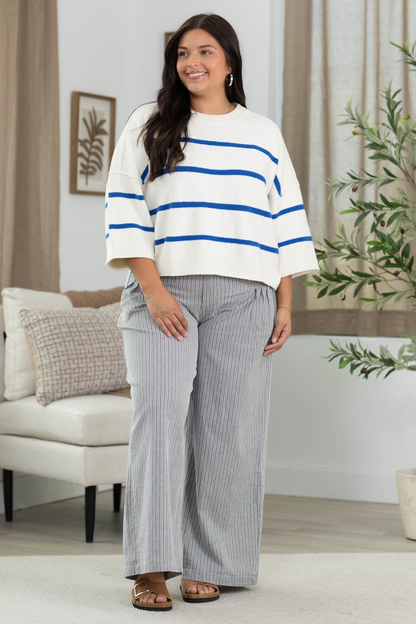 Cotierra Softest Luxe Stripe Crew Sweater