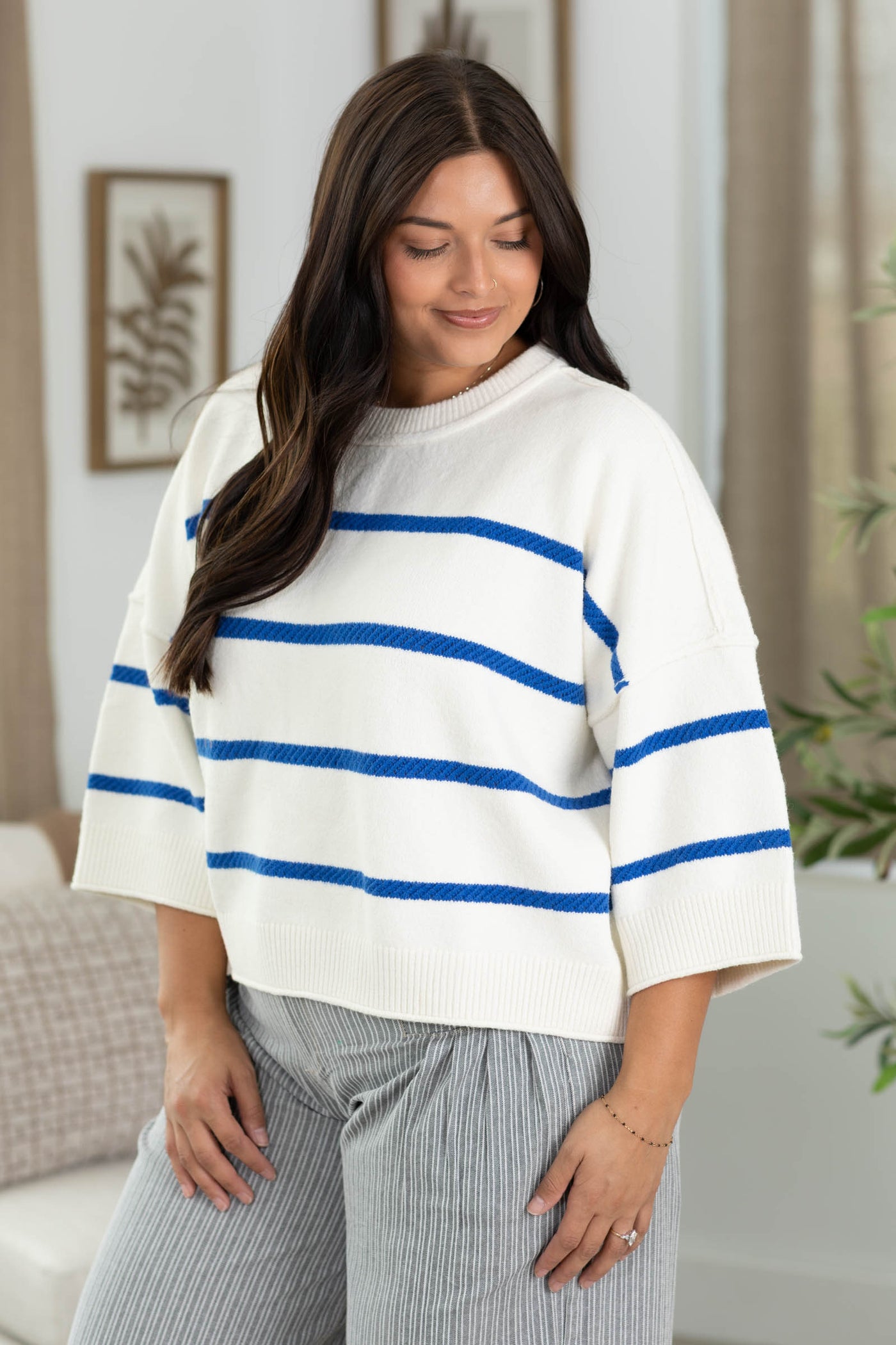 Cotierra Softest Luxe Stripe Crew Sweater