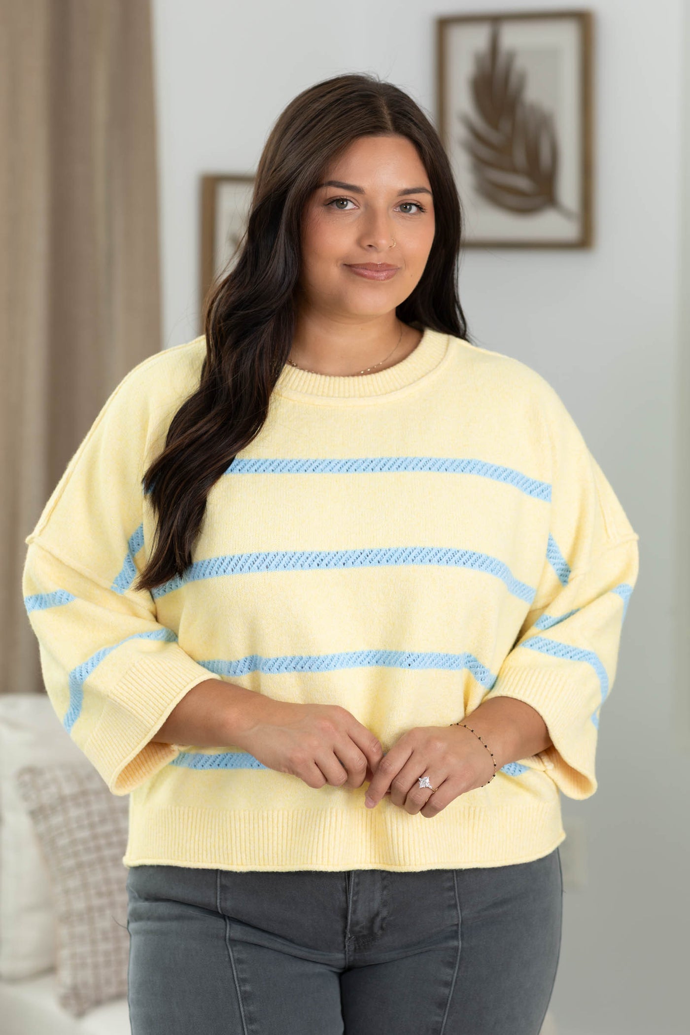 Cotierra Softest Luxe Stripe Crew Sweater