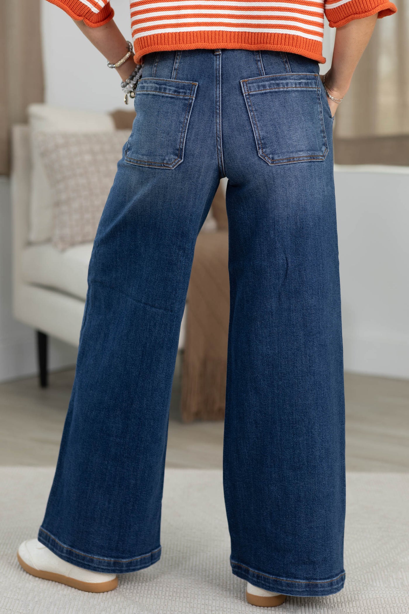 Cello Dark High Rise Wide Leg Jeans