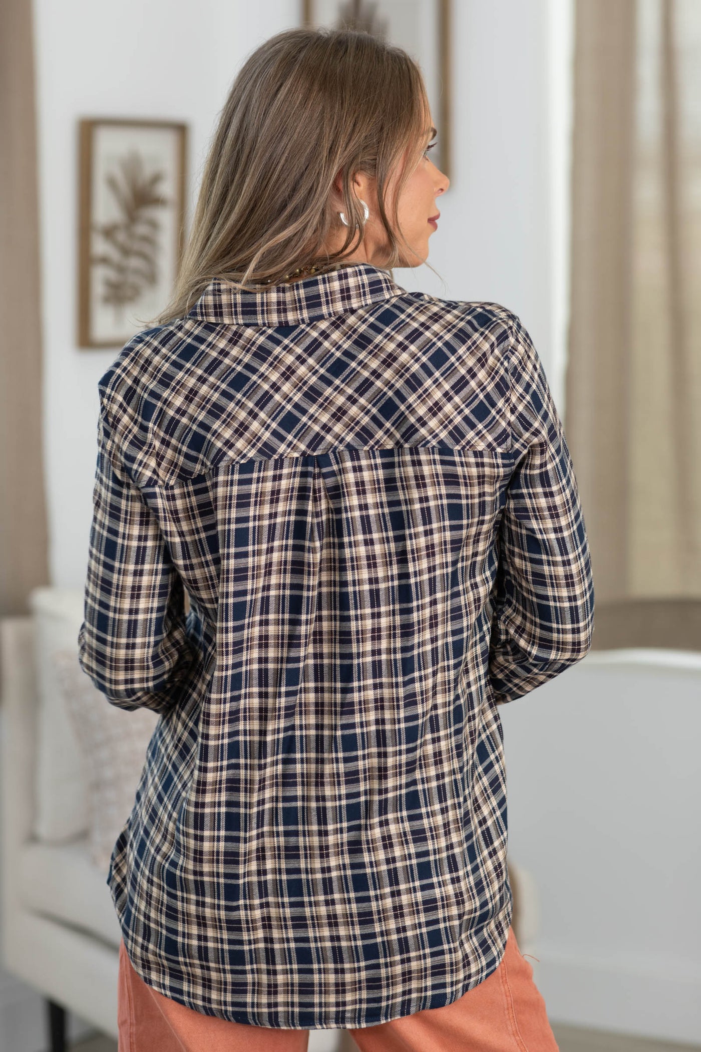 Plaid Flannel Button Up Tops