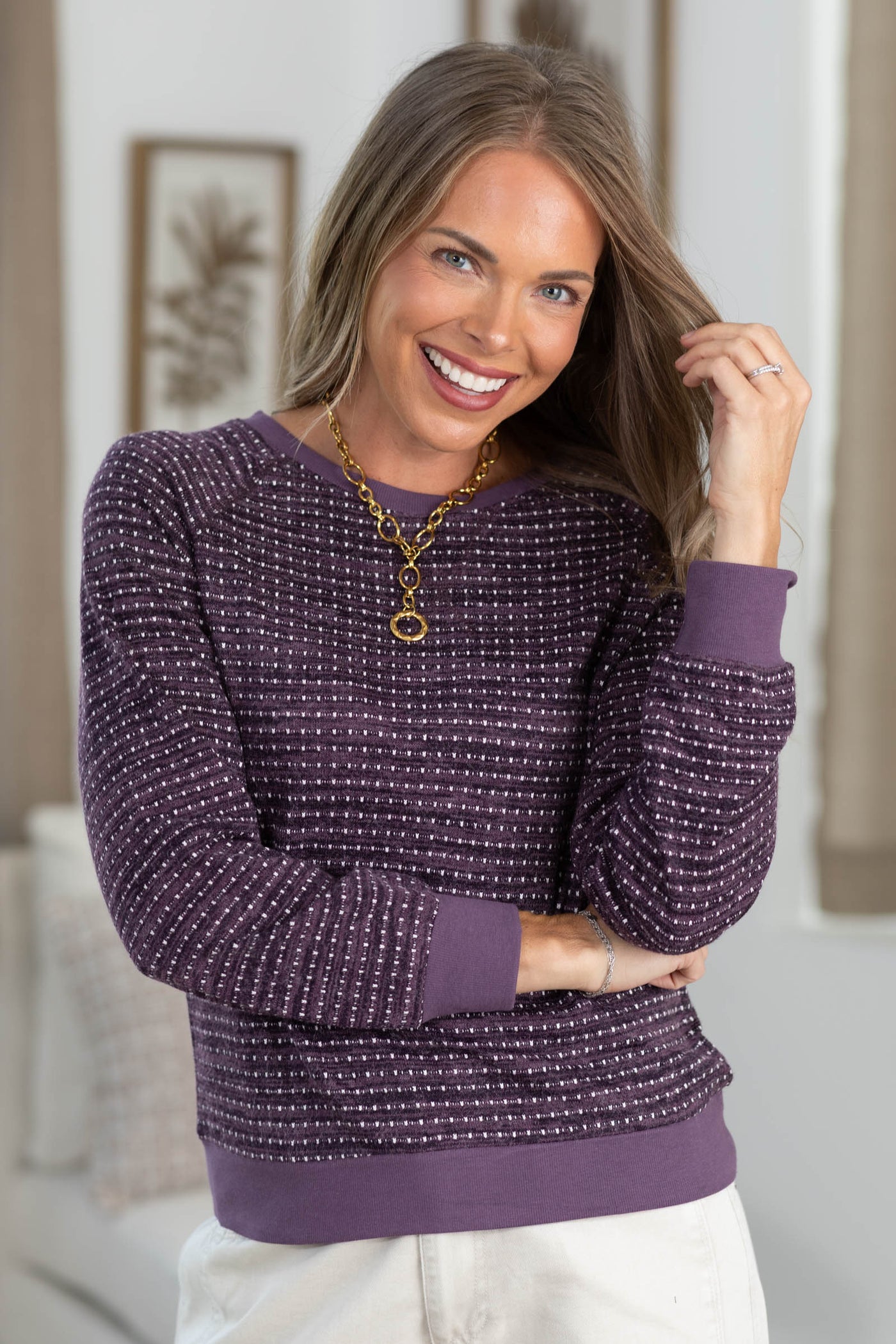 Staccato Novelty Dotted Stripe Knit Top