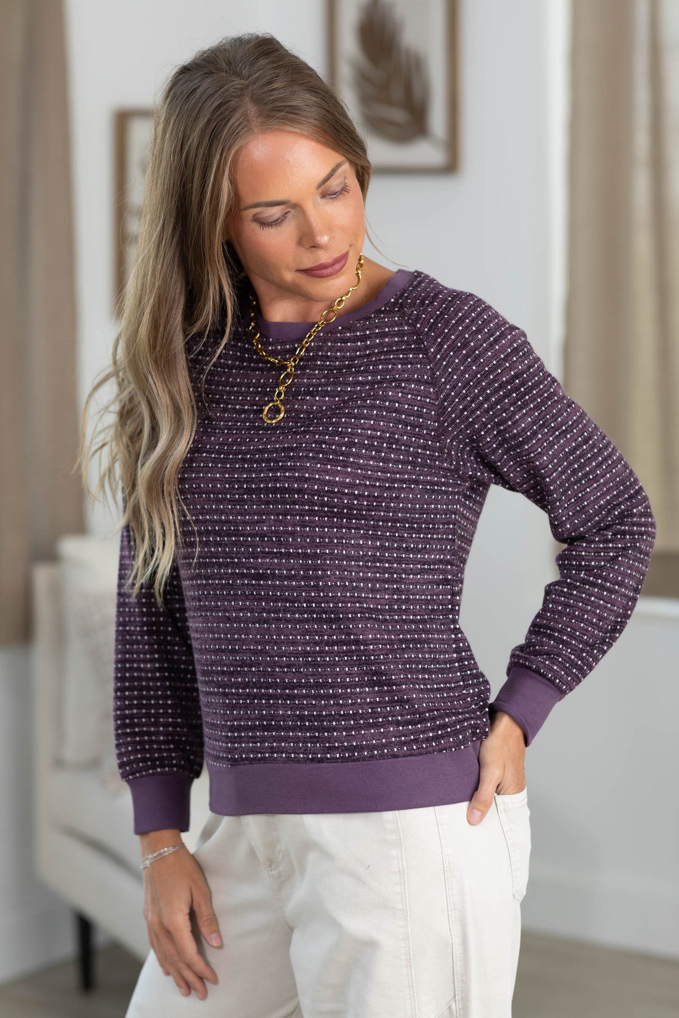 Staccato Novelty Dotted Stripe Knit Top