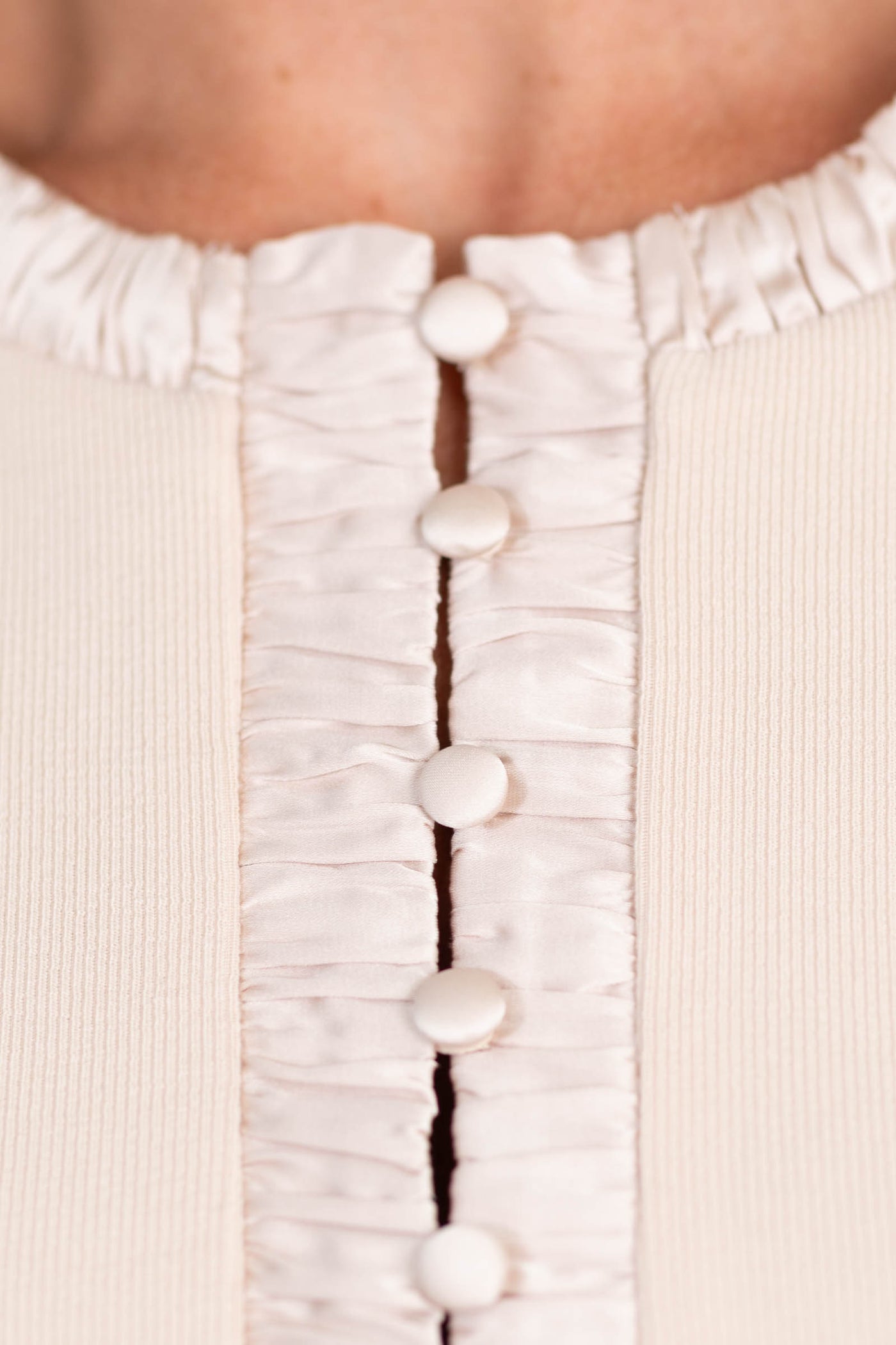 Staccato Ruched Trim Button Detail Knit Top