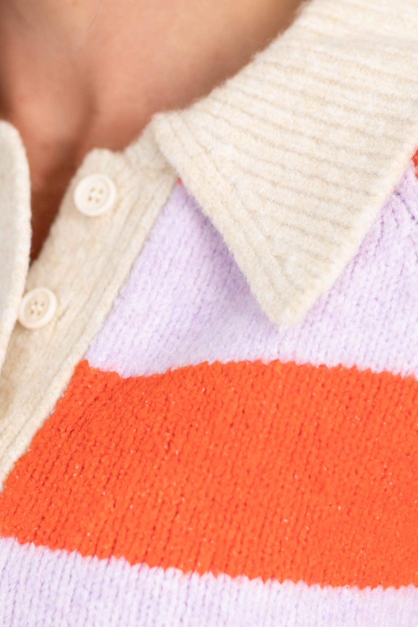 Cotierra Cozy Striped Polo Sweater