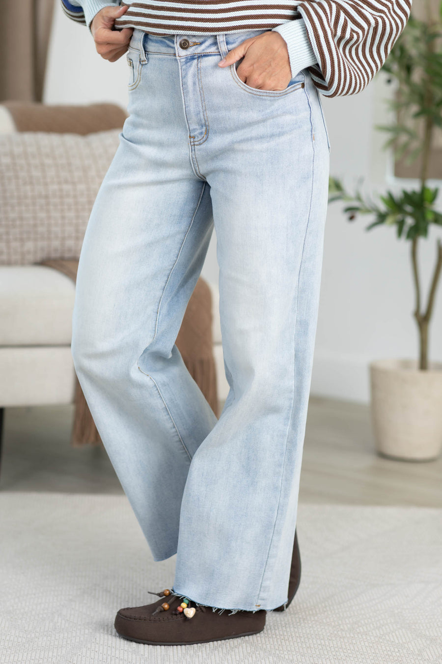 Cotierra Light Denim High Waist Wide Leg Jeans