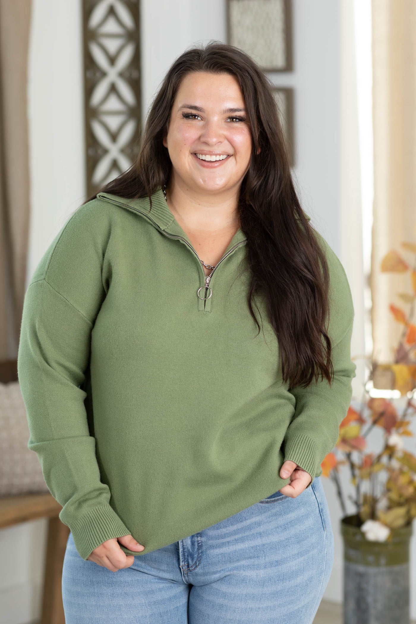 Staccato Half Zip Mock Neck Pullover Sweater