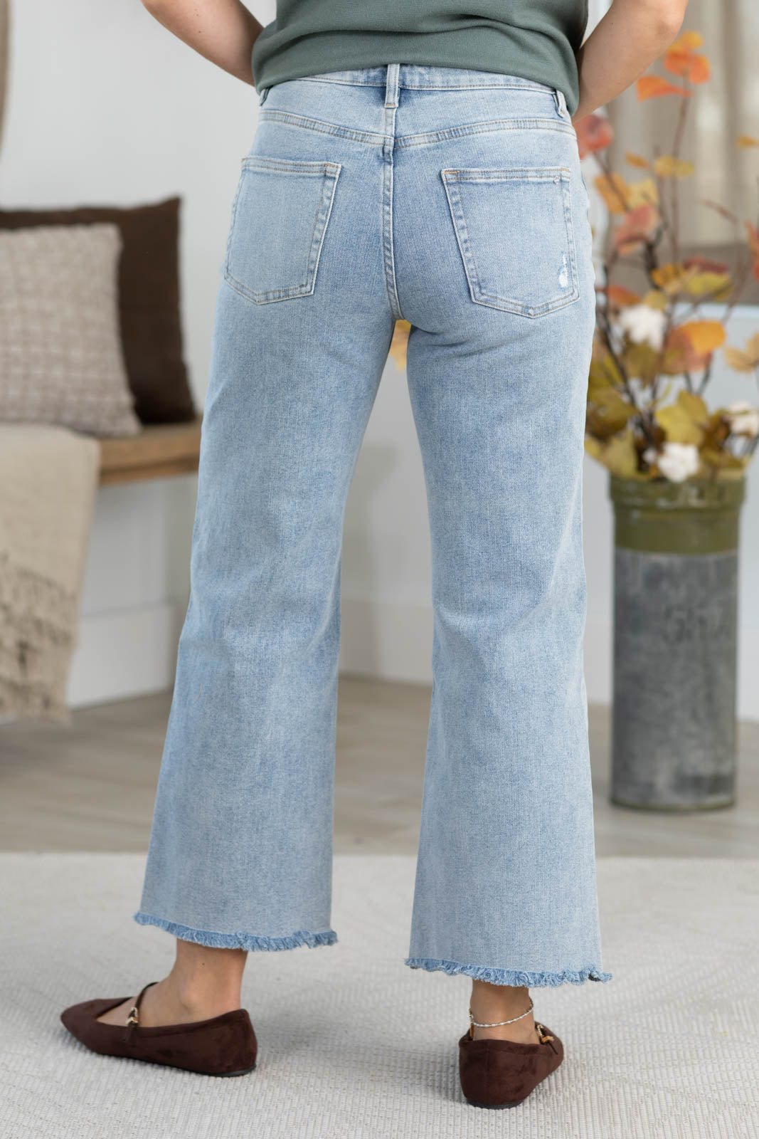 Mica Light Wash High Rise Ankle Wide Leg Jeans