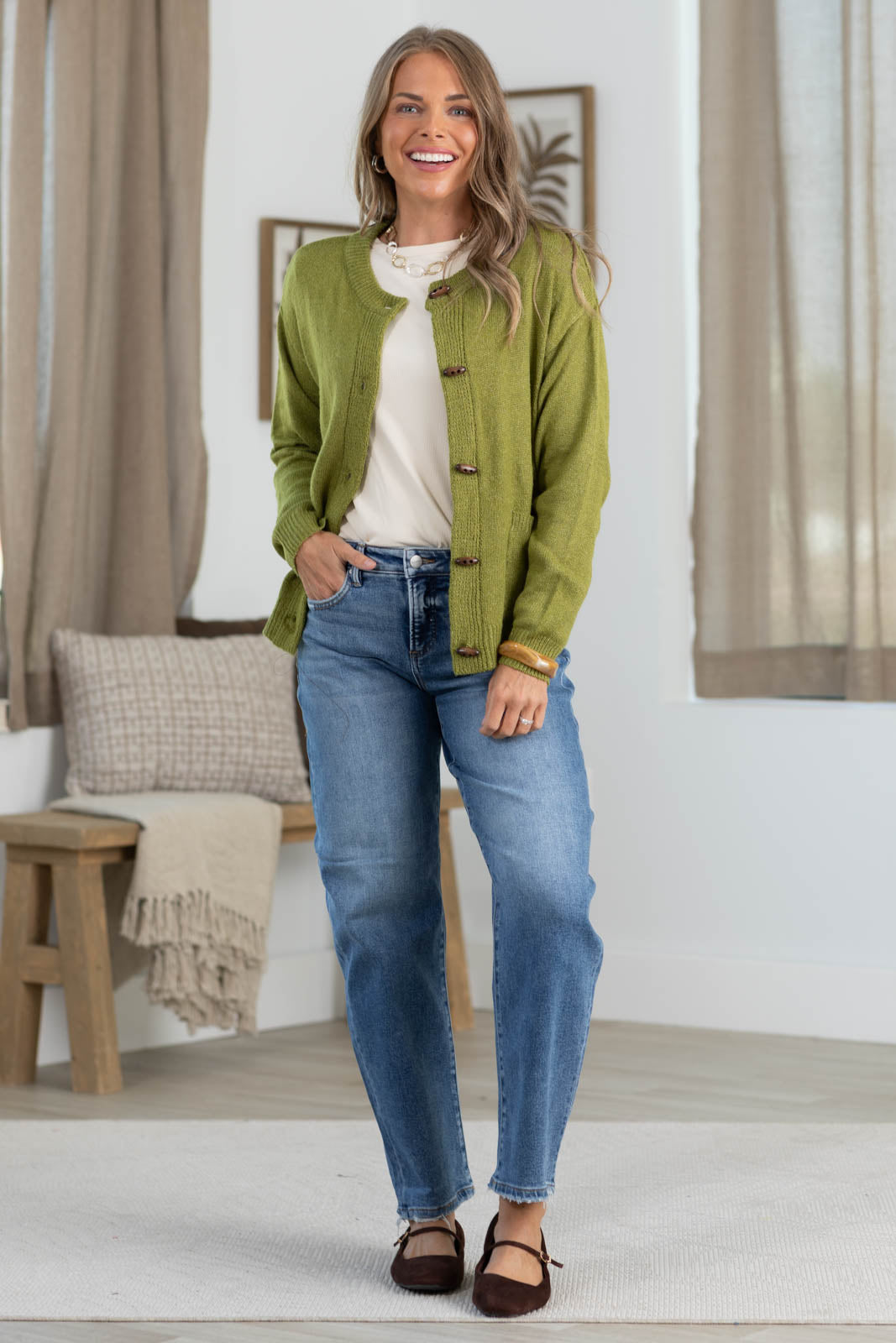 Staccato Button Down Cardigan With Front Pockets