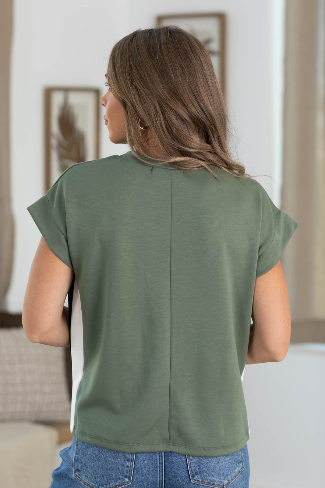 Off Duty Short Sleeve Scuba Top With Track Stripe by Filly Flair