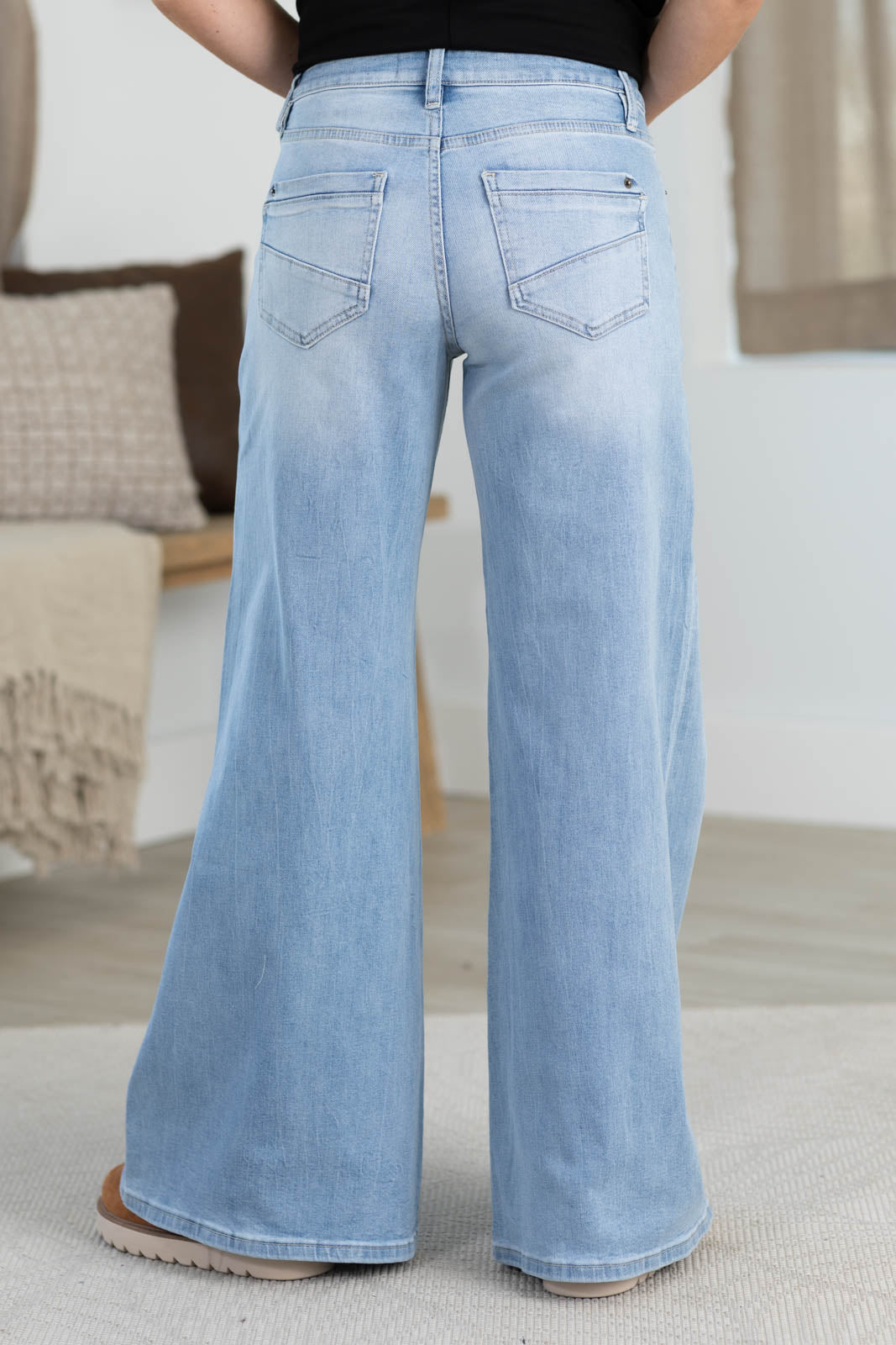 Mica Light Wash Mid Rise Wide Leg Baggy Fit Jean