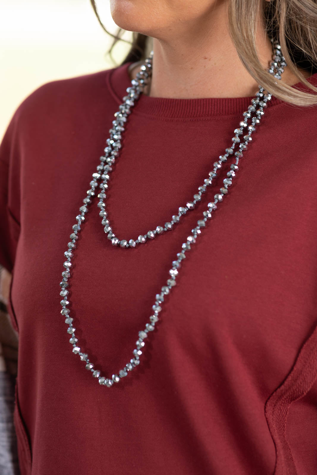Shimmering Grey Facet Bead Necklace