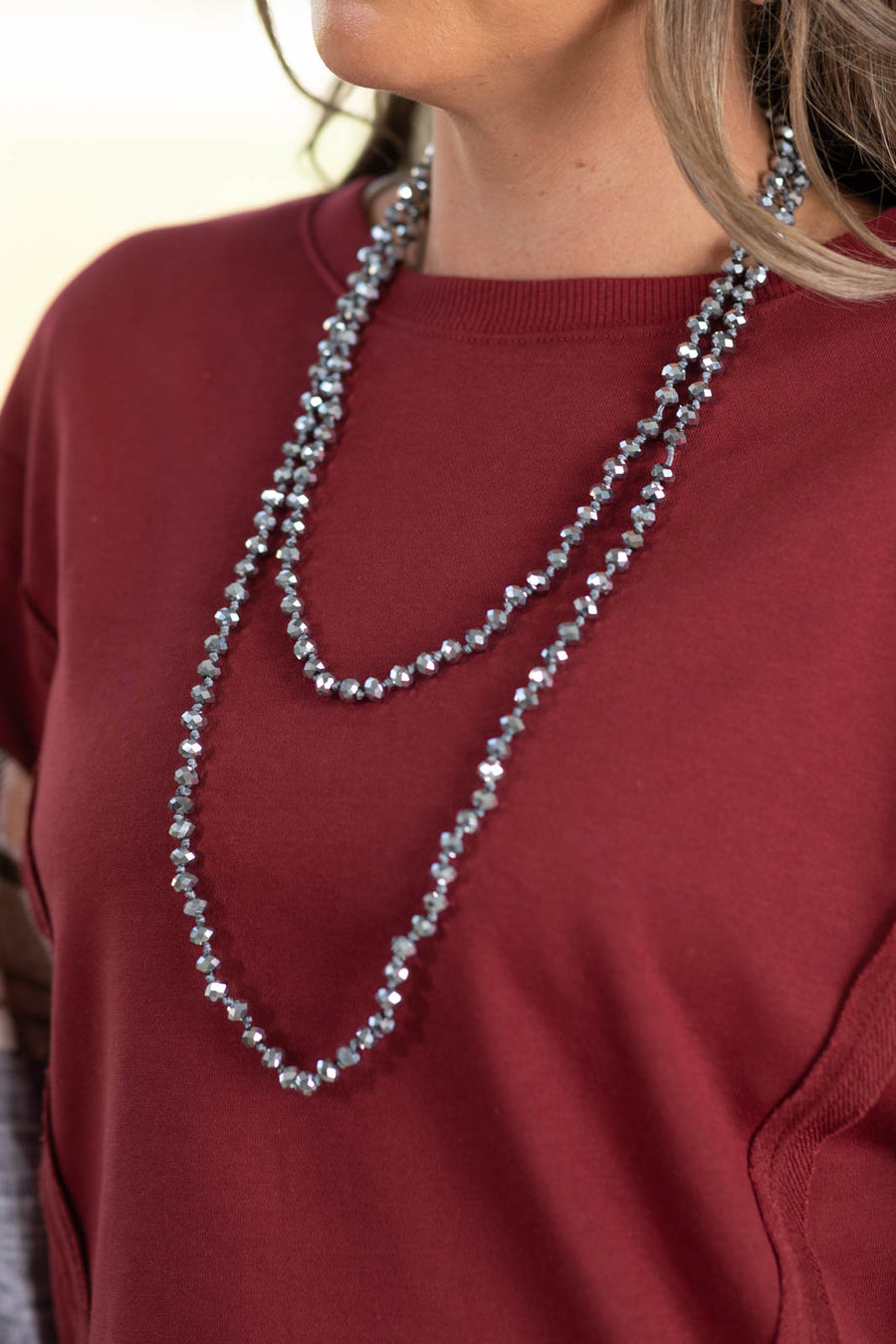 Shimmering Grey Facet Bead Necklace