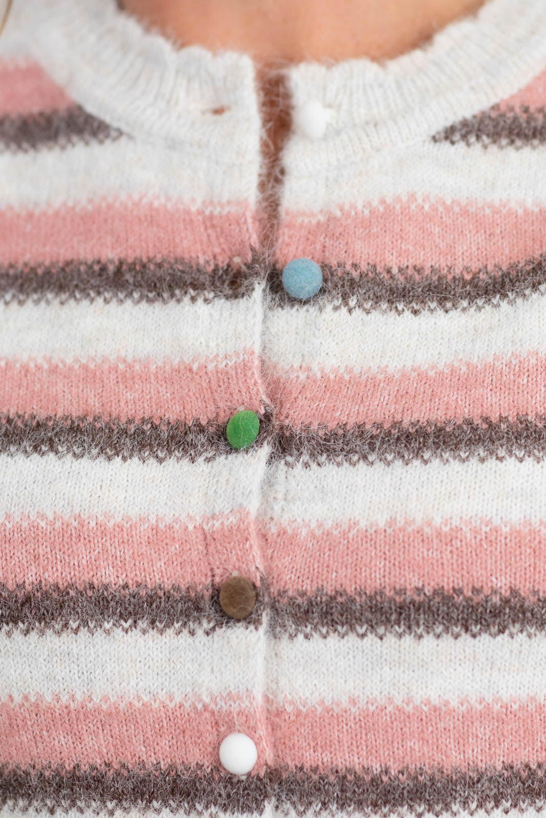 Staccato Light Pink Striped Multicolor Button Cardigan