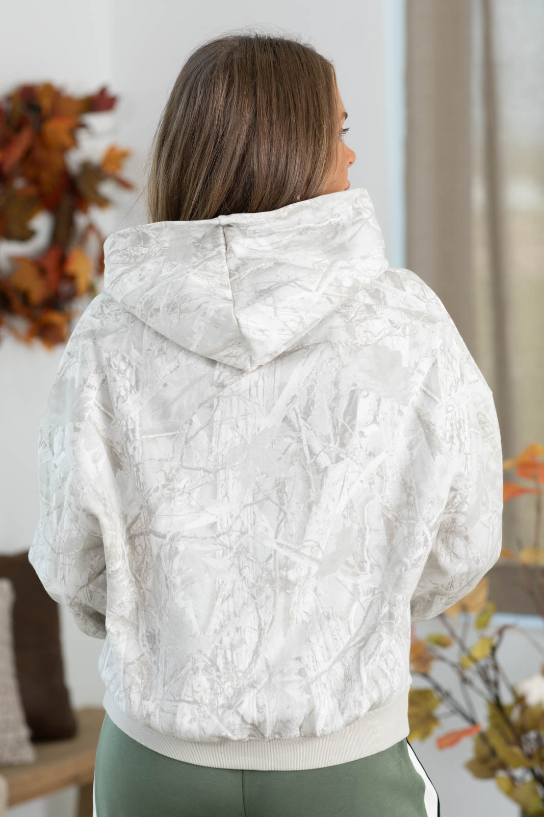 Grey Camouflage Hoodie With Kangaroo Pocket