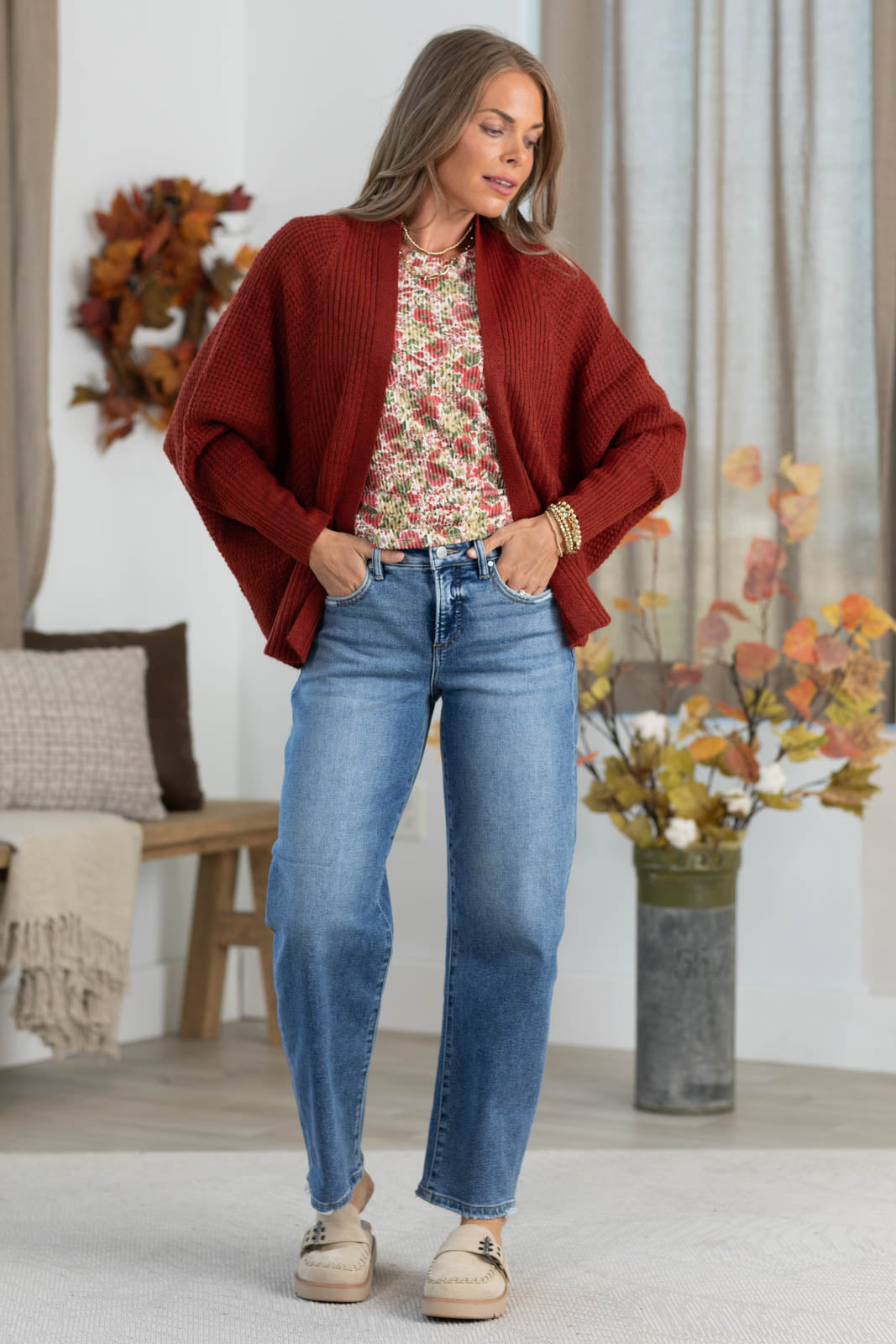 Staccato Ribbed Dolman Open Front Cardigan