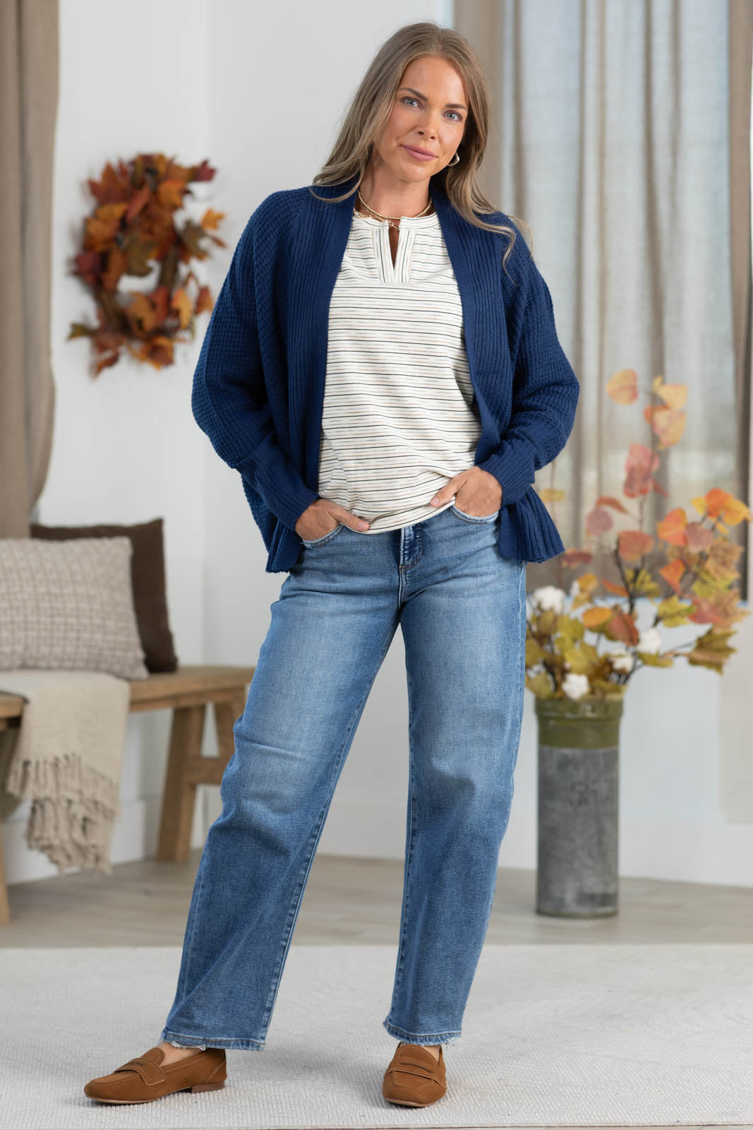 Staccato Ribbed Dolman Open Front Cardigan