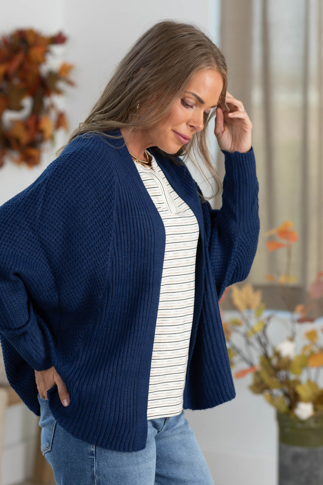 Staccato Ribbed Dolman Open Front Cardigan