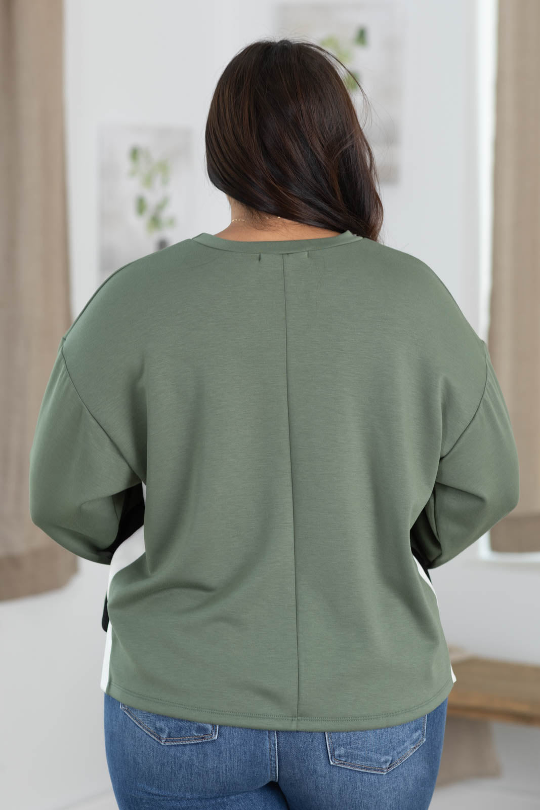 Off Duty Long Sleeve Scuba Pullover With Track Stripe by Filly Flair