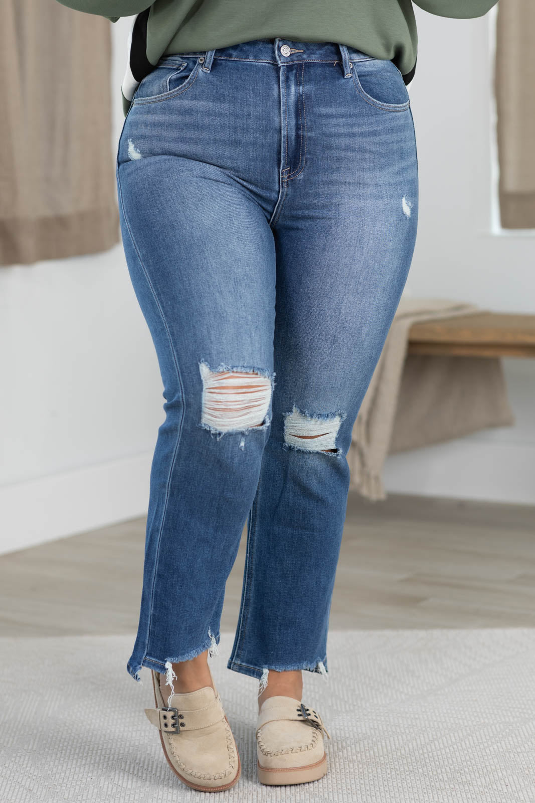 J21 High Rise Crop Straight Step Hem Jeans