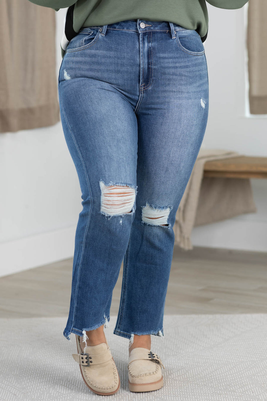 J21 High Rise Crop Straight Step Hem Jeans