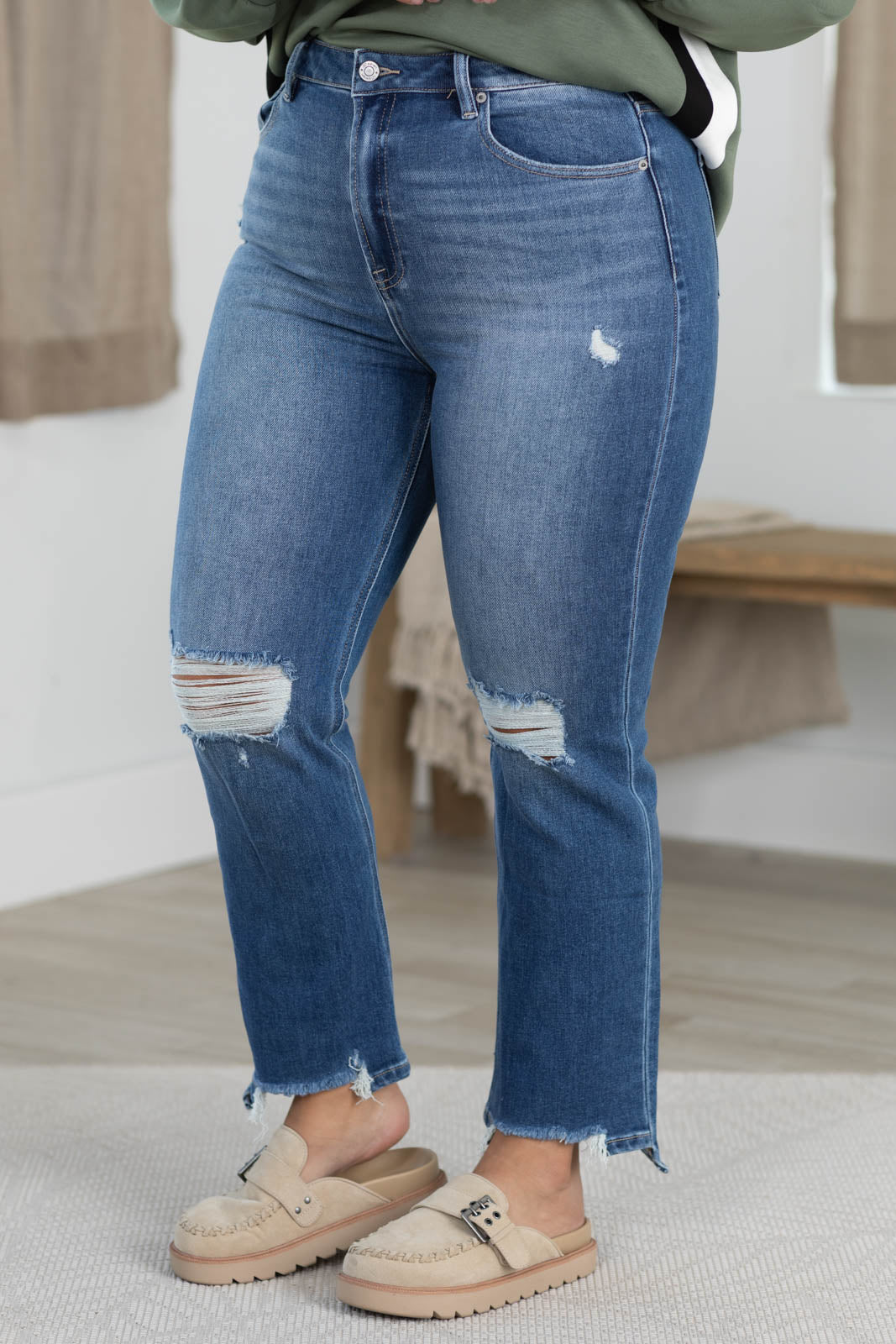 J21 High Rise Crop Straight Step Hem Jeans