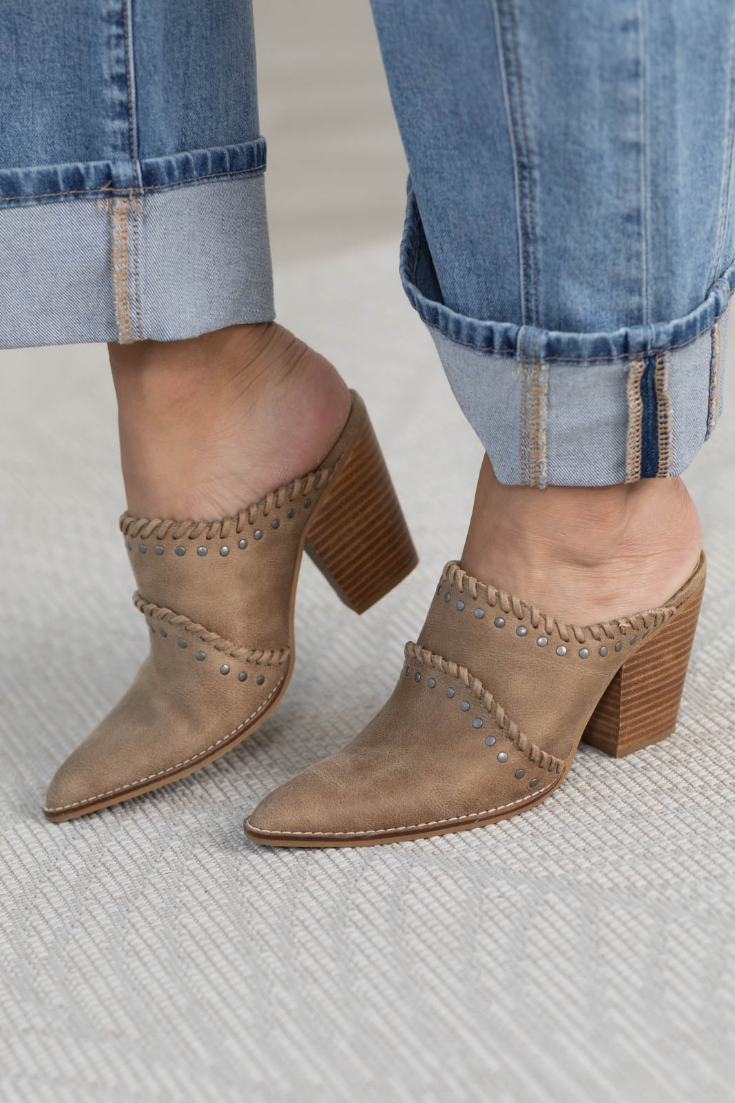 Corkys Tan Western Pointed Slip On Heel Mule