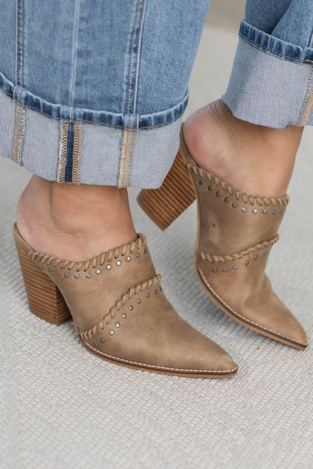 Corkys Tan Western Pointed Slip On Heel Mule