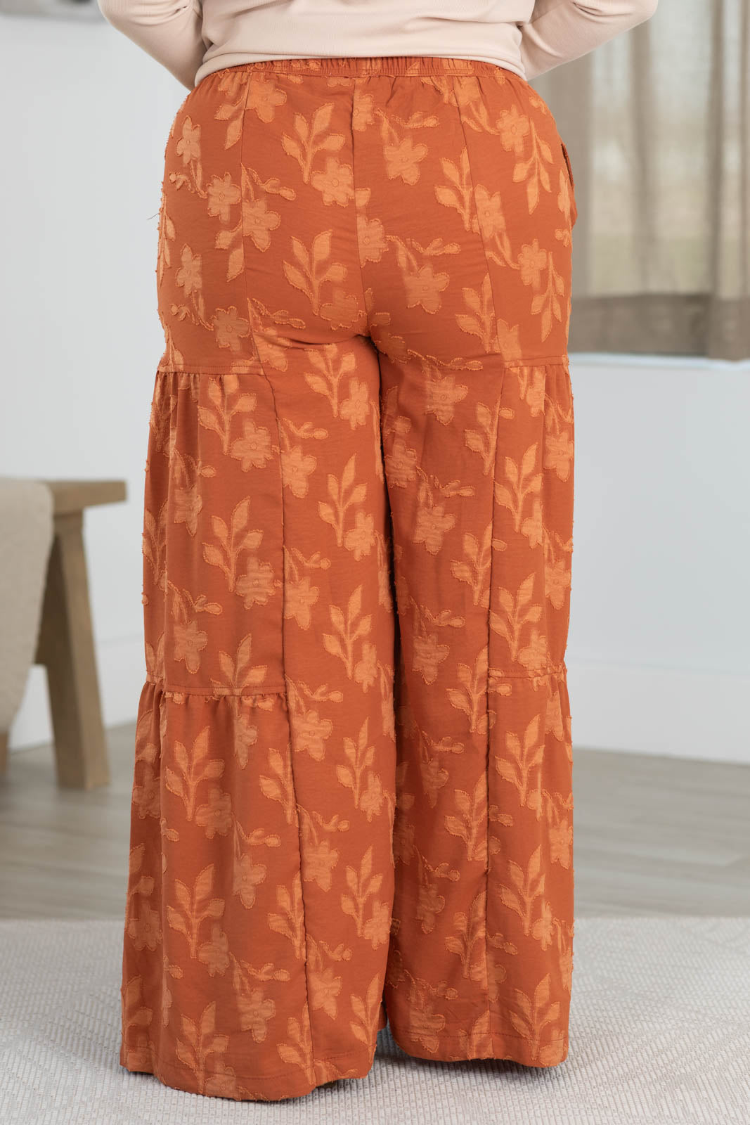 Tiered Chambray Wide Leg Pants