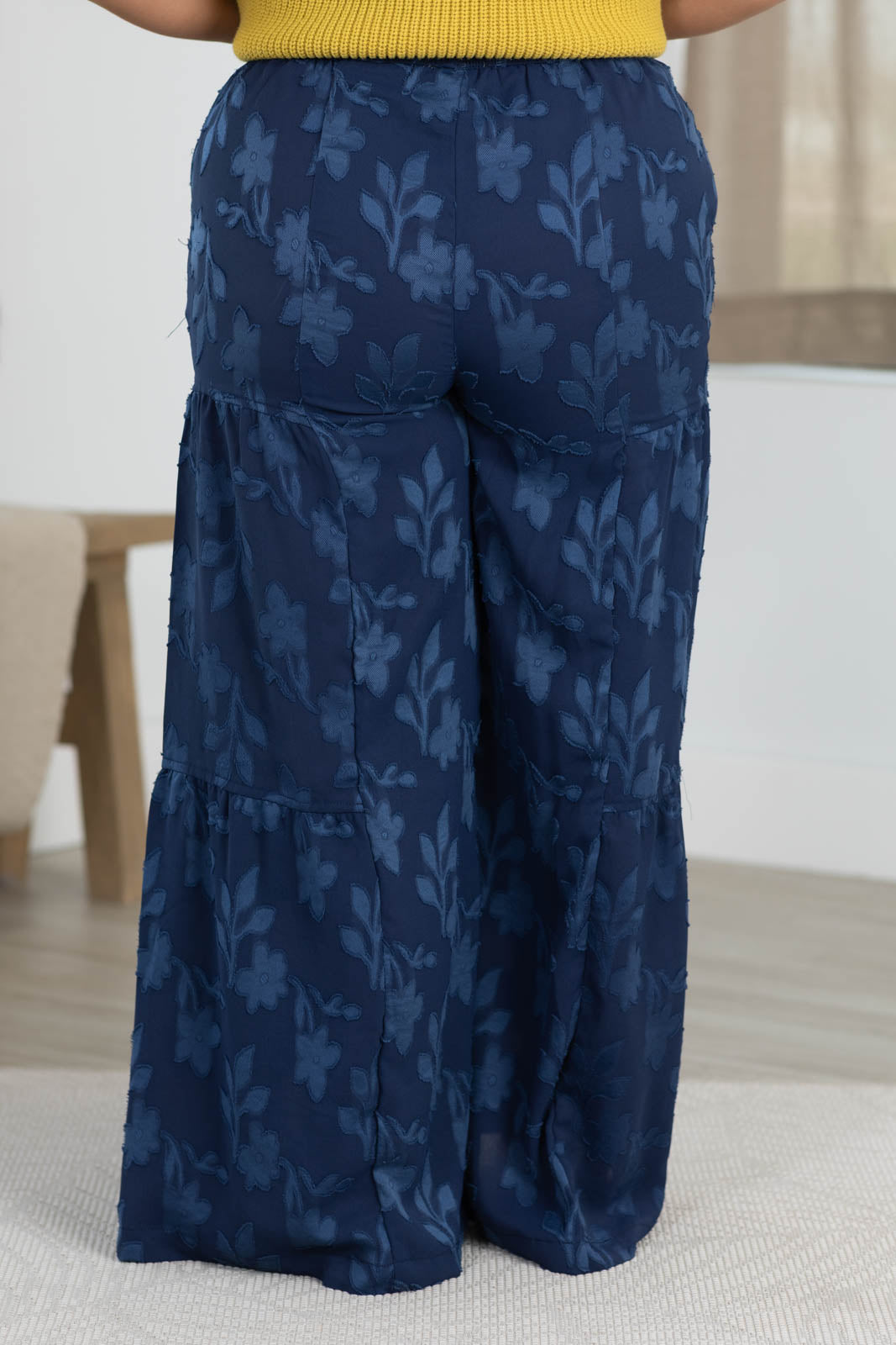 Tiered Chambray Wide Leg Pants
