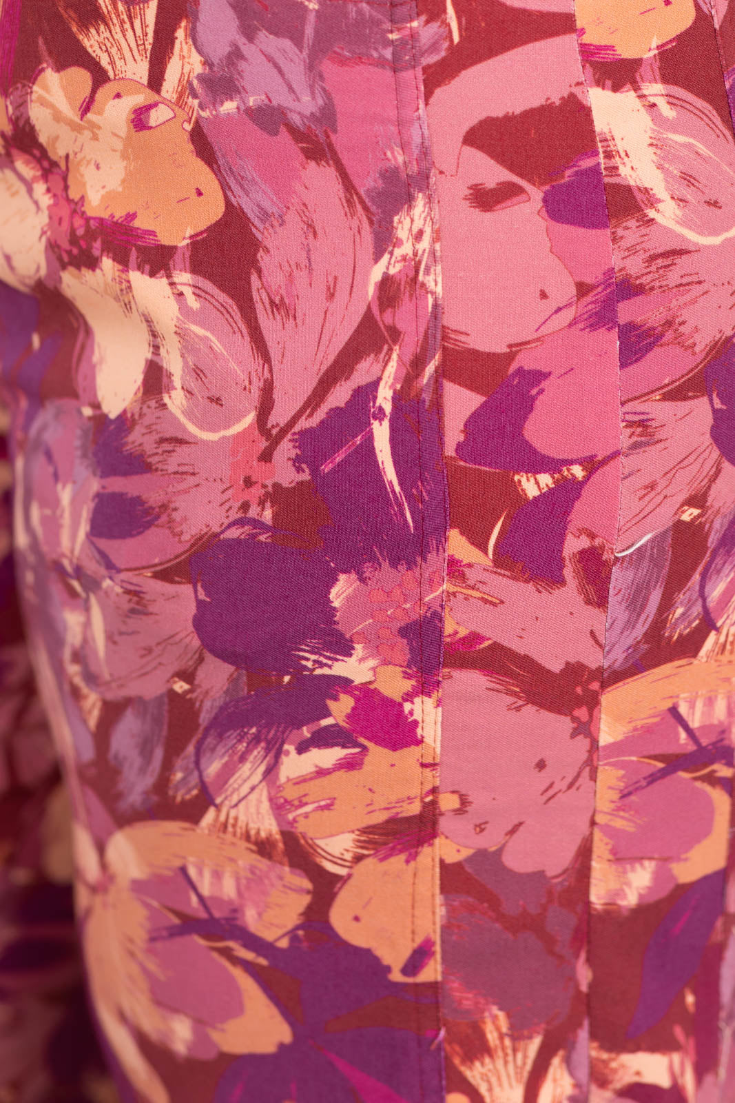 Burgundy Wide leg Cropped Botanical Print Trouser Pants