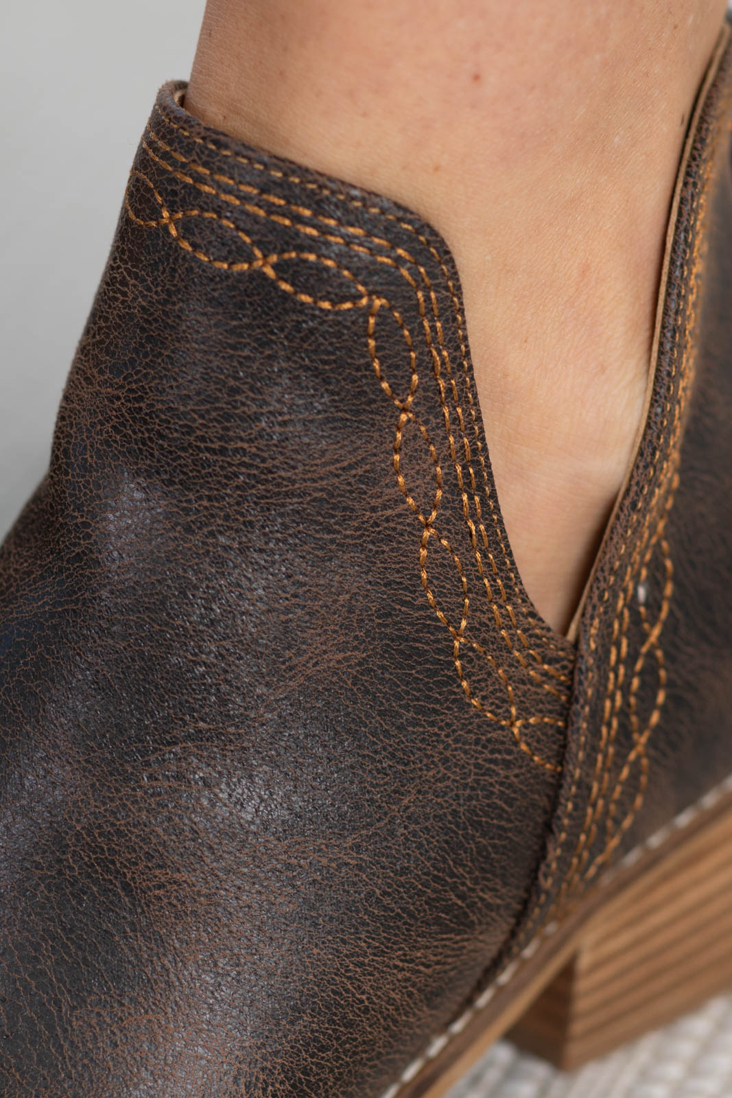 Corkys Espresso Faux Leather Stitch Detail Bootie