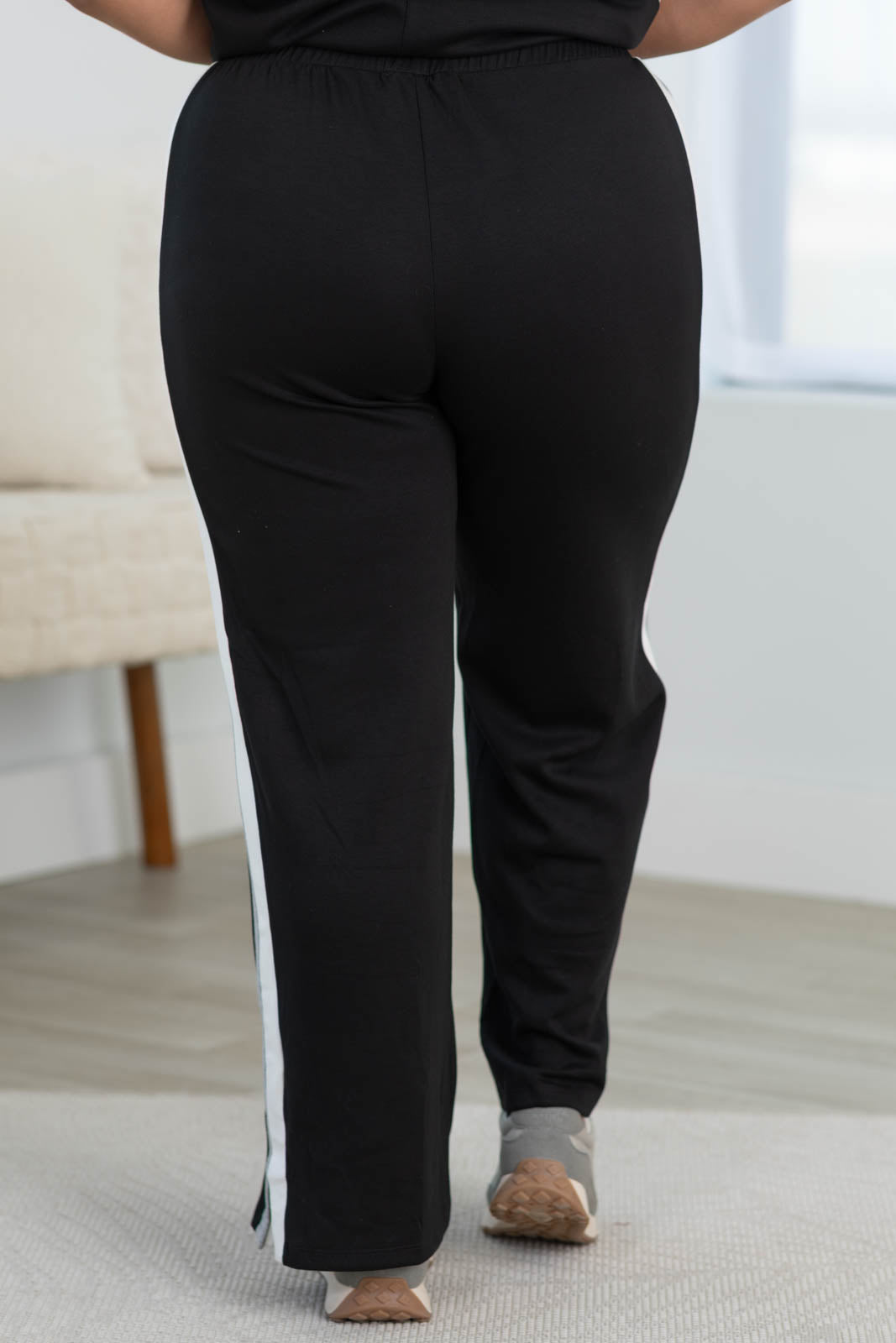 Off Duty Wide Leg Scuba Pants With Track Stripe by Filly Flair