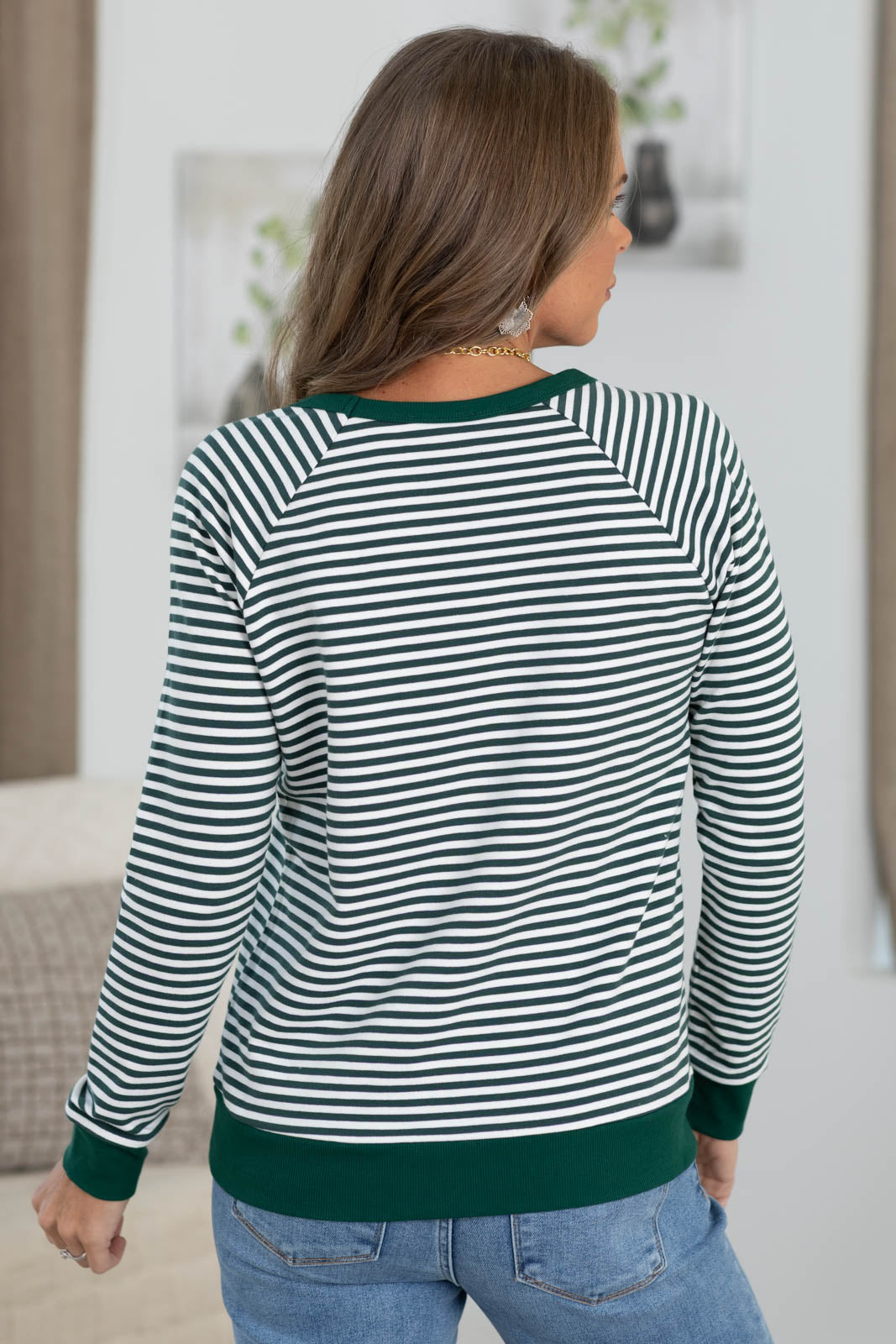 Staccato White Stripe Raglan Knit Top