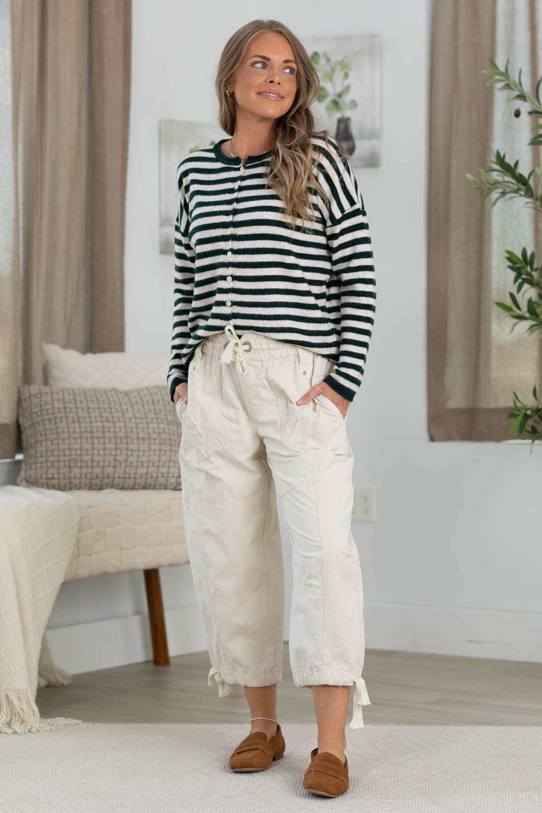 Staccato Striped Button Down Sweater Cardigan