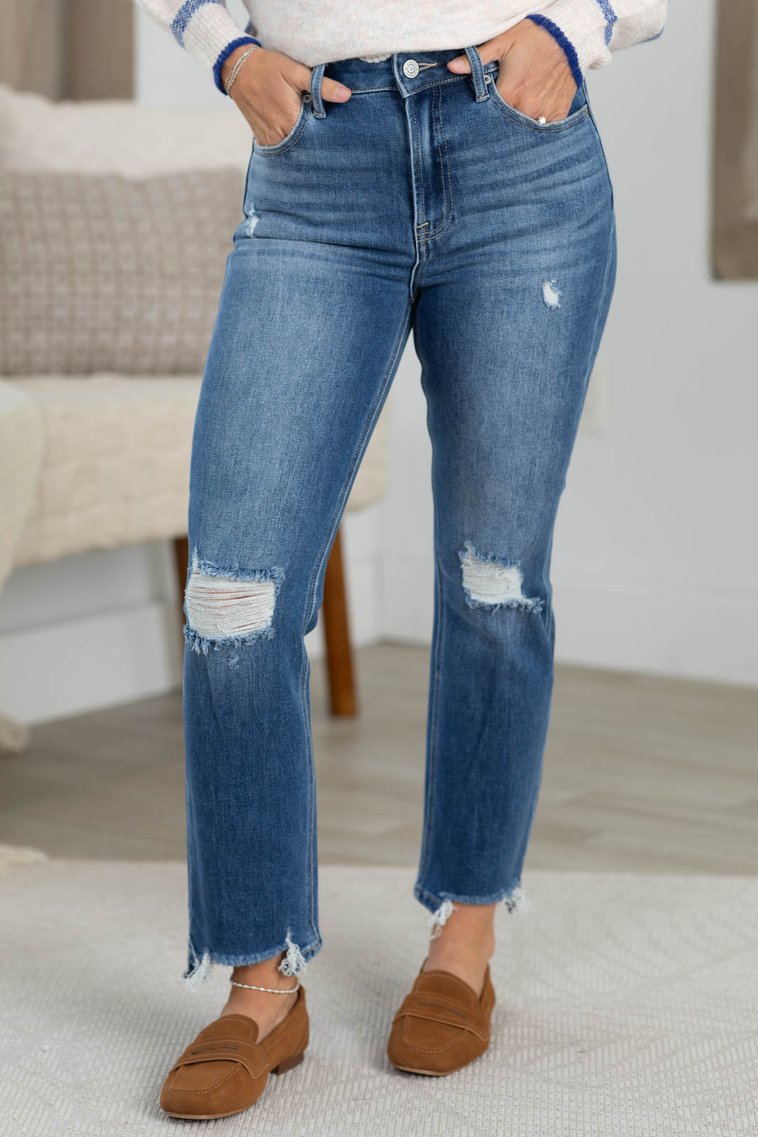 J21 High Rise Crop Straight Step Hem Jeans