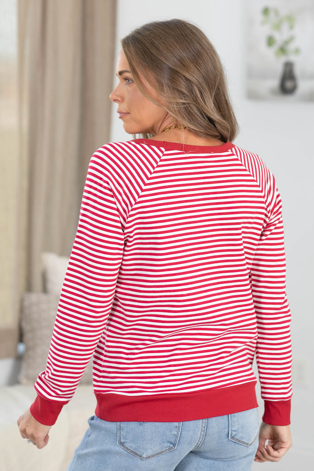 Staccato White Stripe Raglan Knit Top