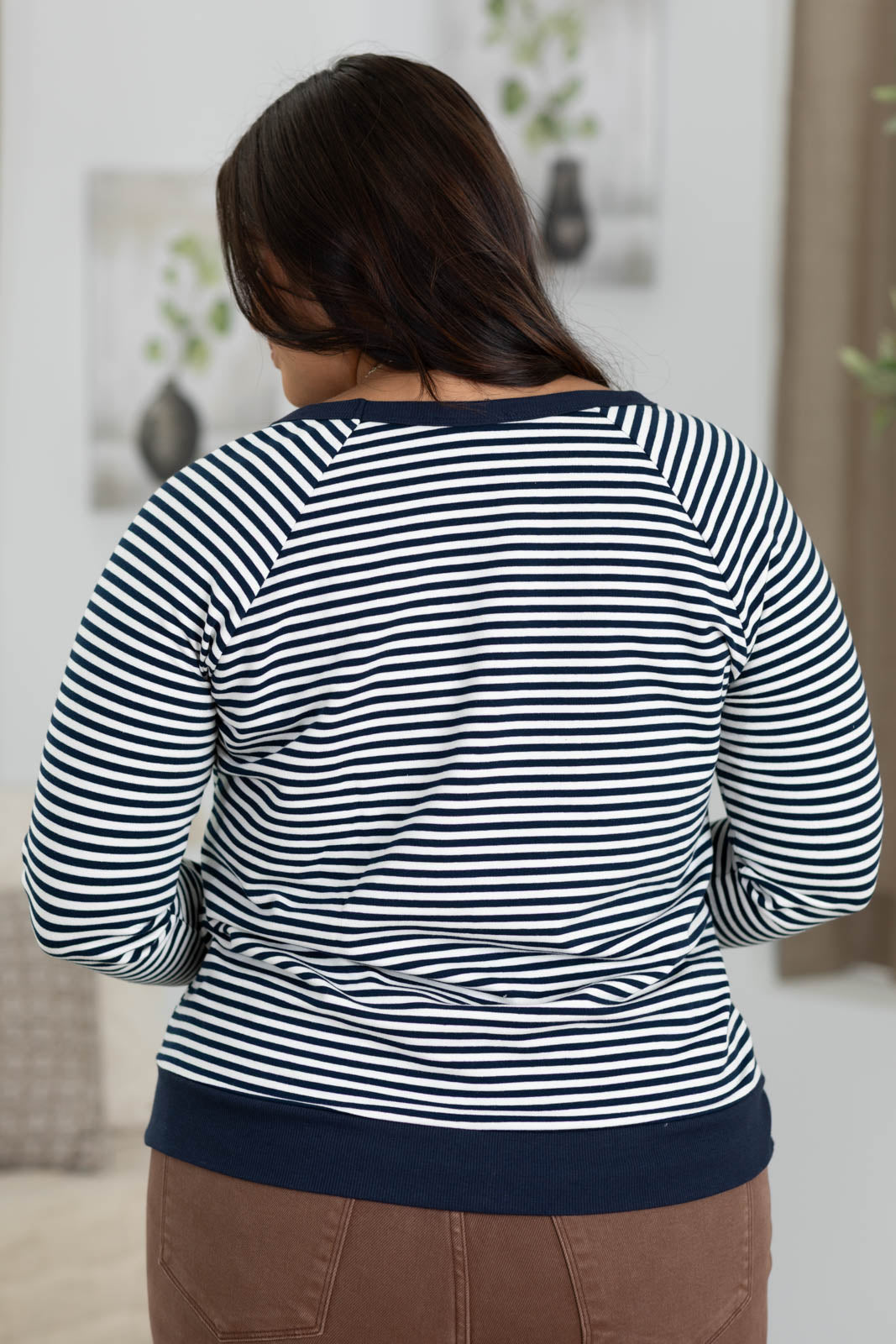 Staccato White Stripe Raglan Knit Top