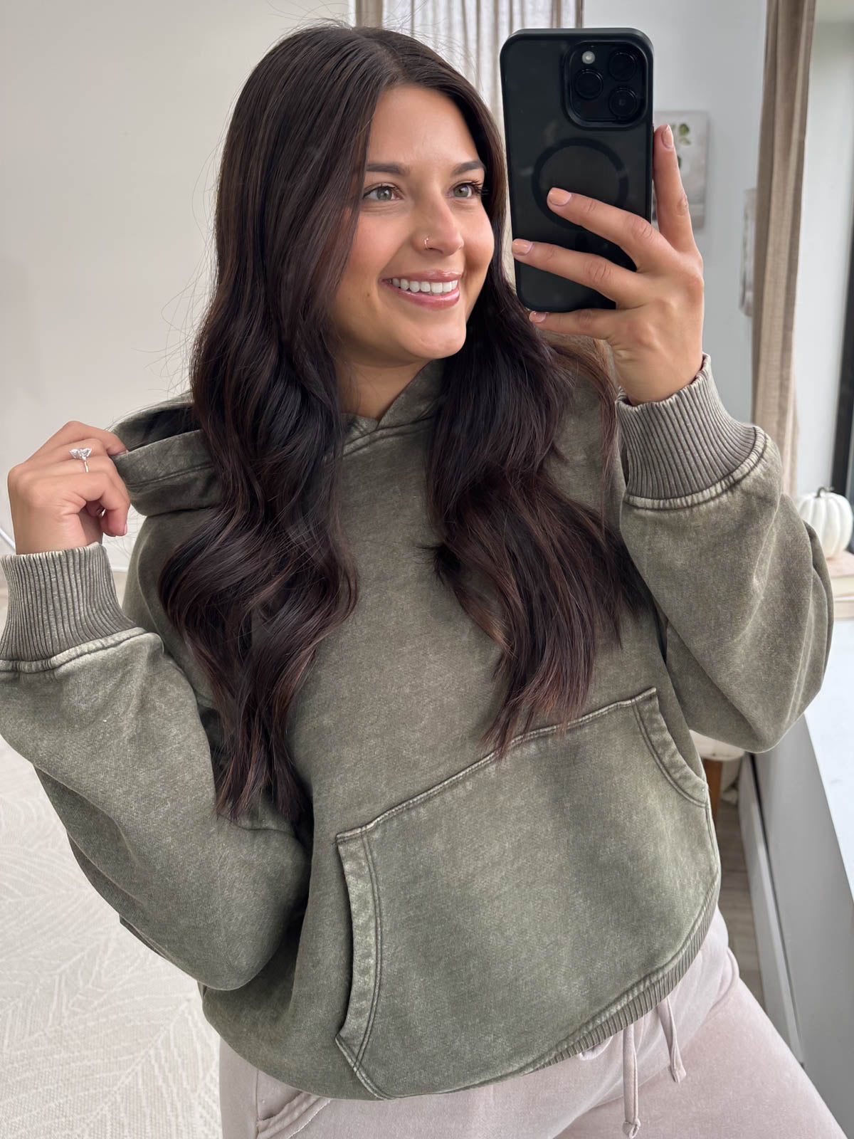 Fleece Acid Wash Kangaroo Pocket Hoodie