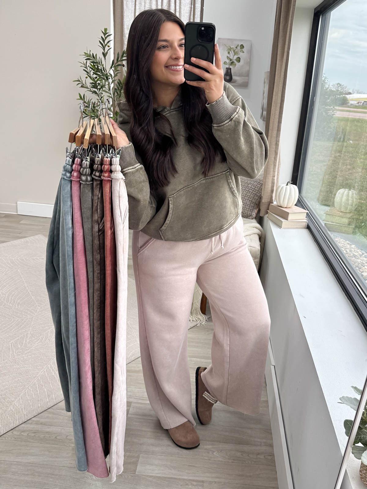 Acid Wash Fleece Sweatpants With Pockets