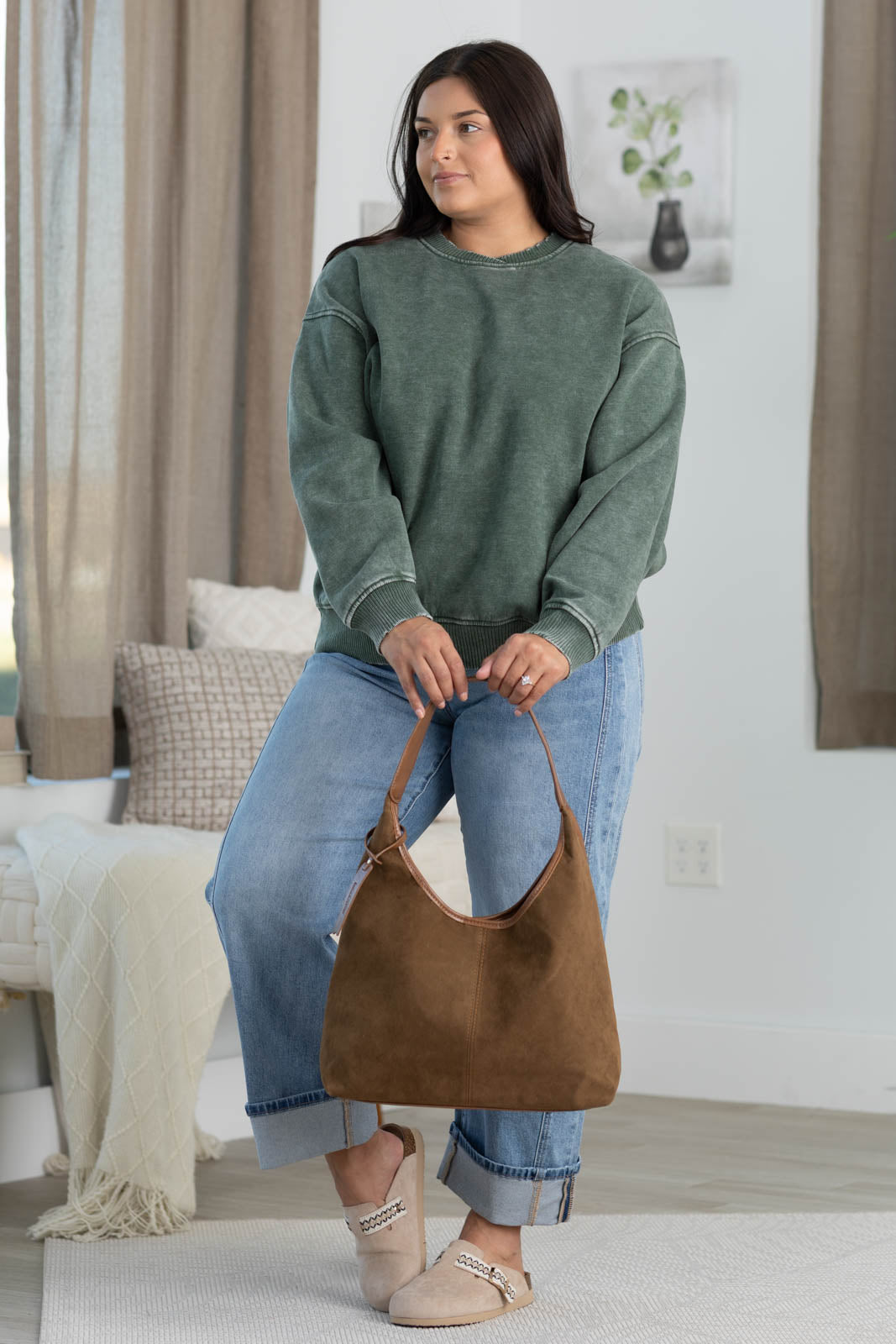 Mineral Washed Relaxed Fleece Pullover Sweatshirt
