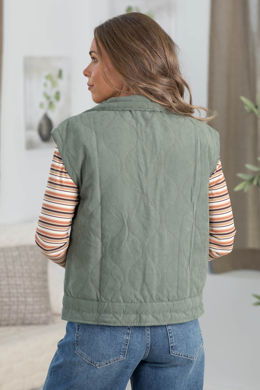 Staccato Sage Quilted Relaxed Padded Vest